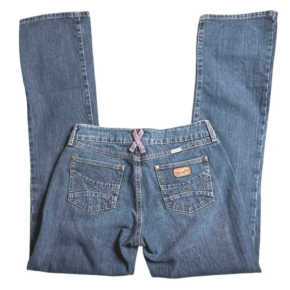 Women's Wrangler Breast Cancer Awareness Jeans Size 7/8 x 35, Bootcut Midrise - Image 2