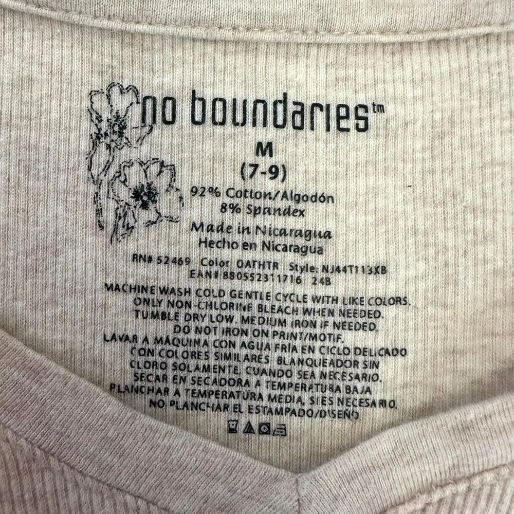 2000s No Boundaries Oatmeal V Neck Long Sleeve Top Sz M Indie Layering Staple - Image 3