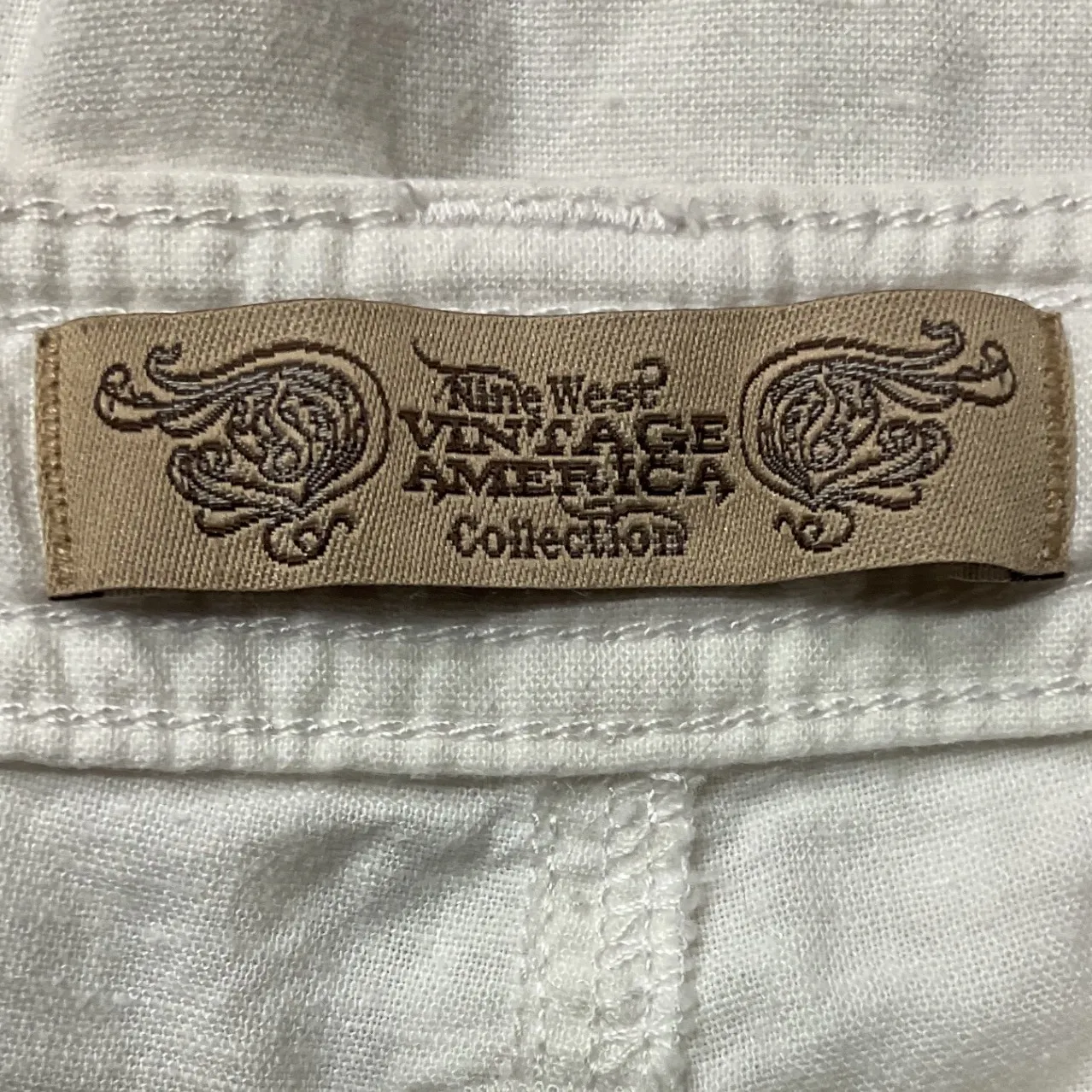 Nine‎ West Vintage Linen Blend Pants White Mid-Rise Drawstring Size 8P / 29 - Image 5