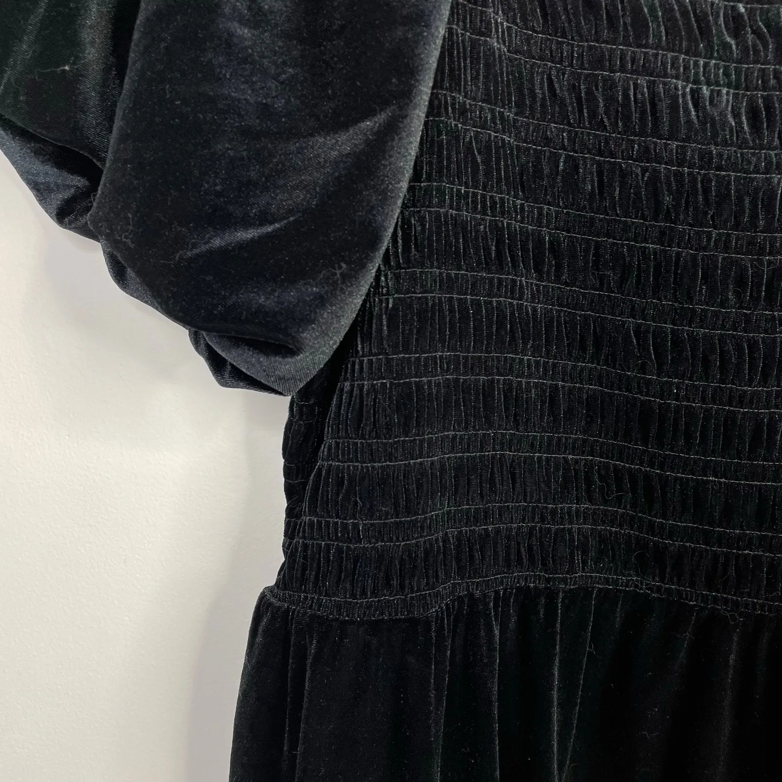 Draper James RSVP Black Velvet Puff Sleeve Smocked Skater Dress Womens 3X New - Image 7