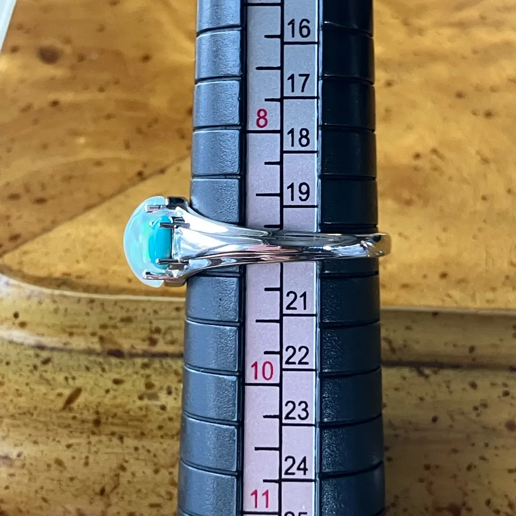 Ethiopian Opal Kingman Turquoise Sterling Silver Ring Size 9 - Image 9