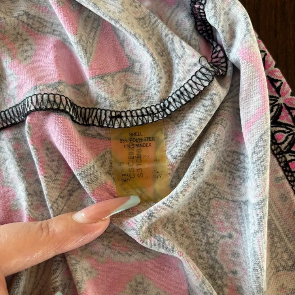 Calvin Klein Pink and Black Paisley Tank Top - Image 4