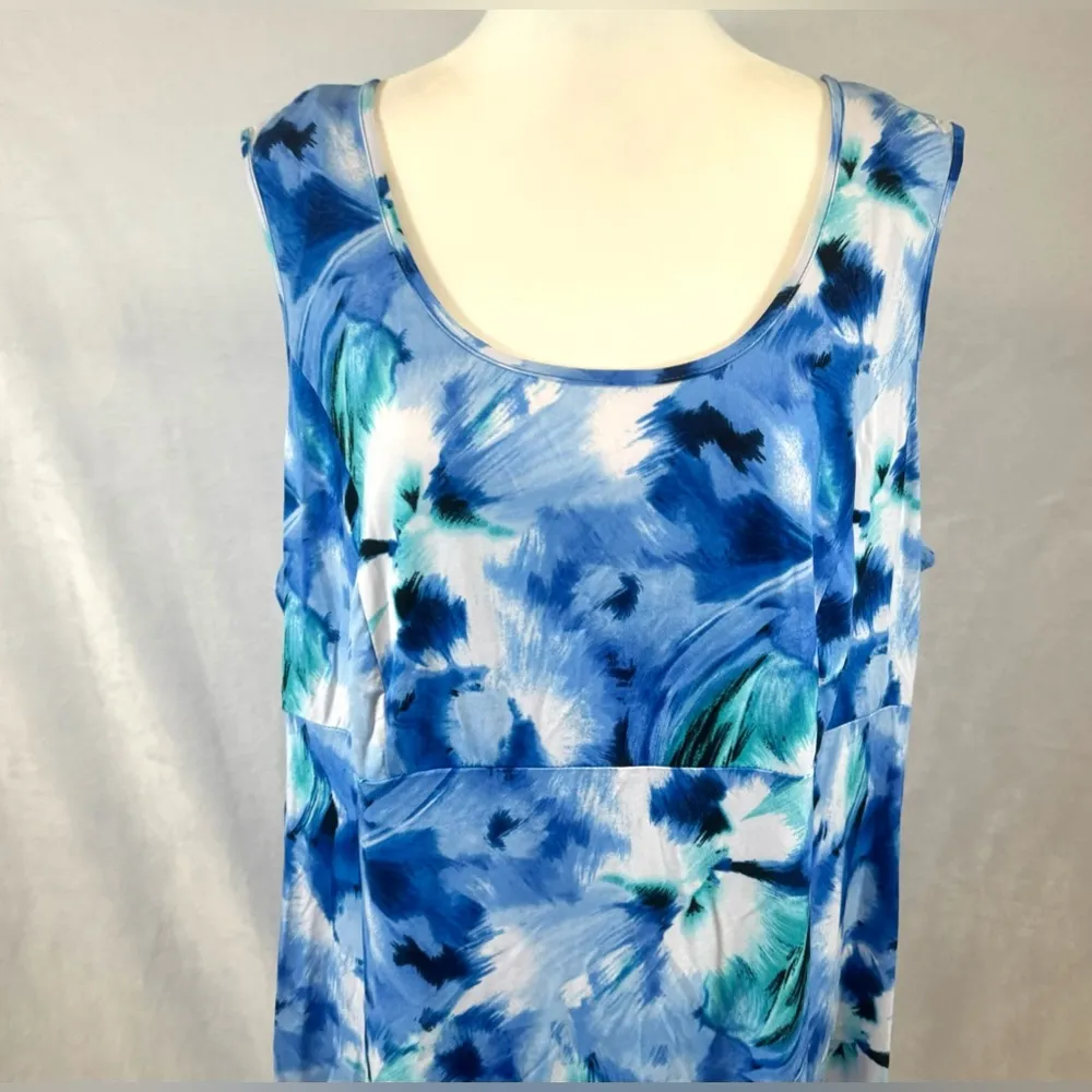 Studio I blue abstract floral print midi dress size 1X - Image 2