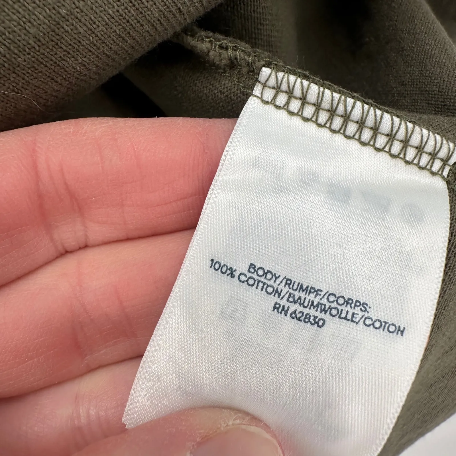 Lands End Women Olive Green Lace Up Long Sleeve Cotton Tunic Top Size Large - Image 3