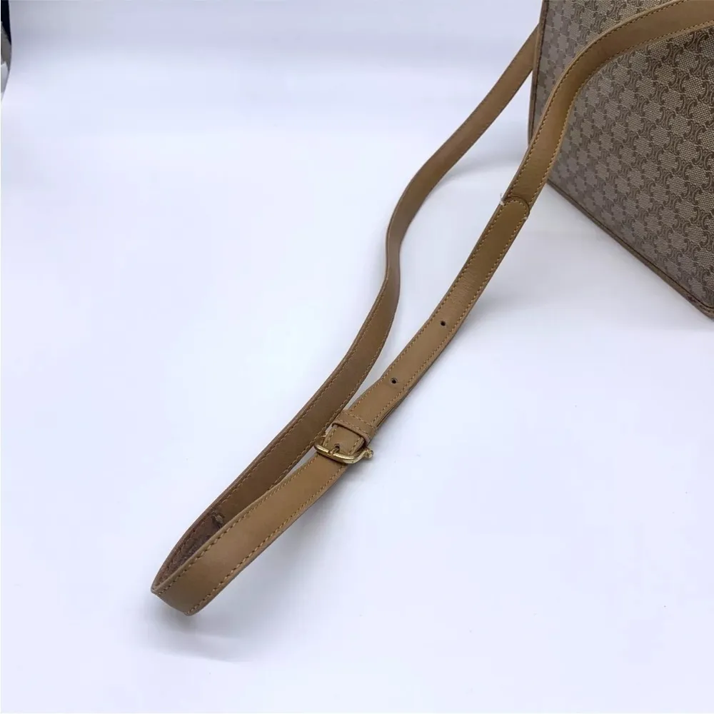 CELINE • Vintage Macadam Triomphe canvas and leather shoulder bag - Image 9