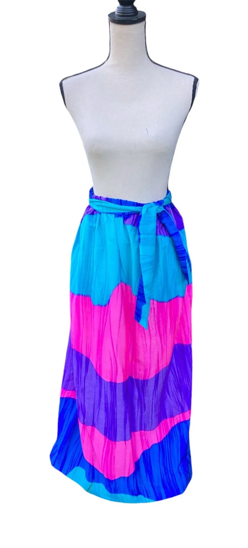 Vintage 70s 80s Alice Of California A Line Multicolor Ombré Maxi Skirt S Multiple - Image 2