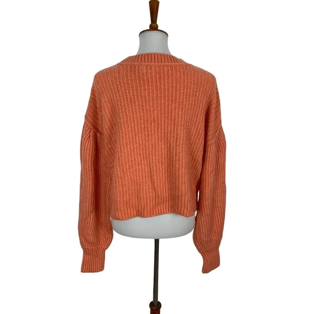 Happy Nature Sweater XS Coral‎ Knit Lightweight Crewneck Earthy Chic Orange - Image 3