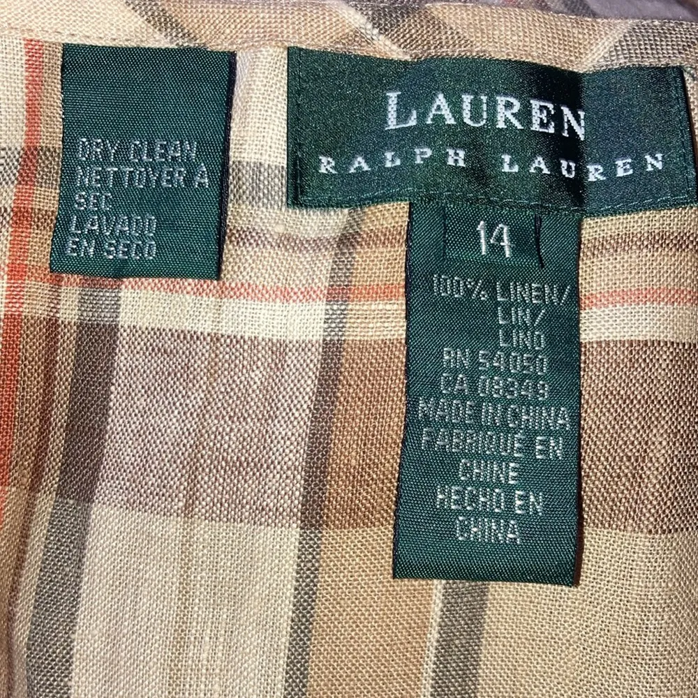 Tan Plaid Linen Ralph Lauren Wrap Around Skirt Vintage - Sz 4/6 - Image 7