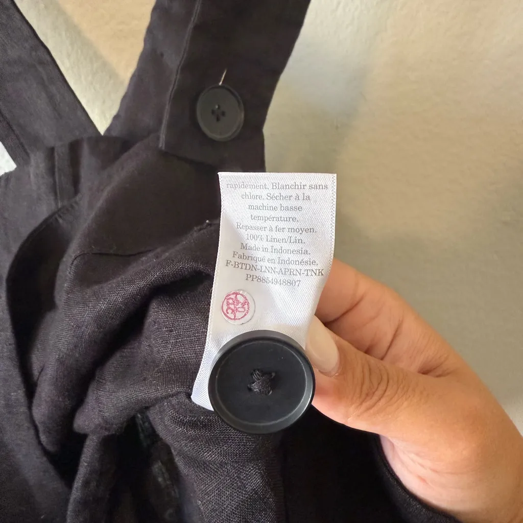 EVERLANE Black Button Apron 100% Linen Tank Size 6 Layer Fall Capsule Basic - Image 5