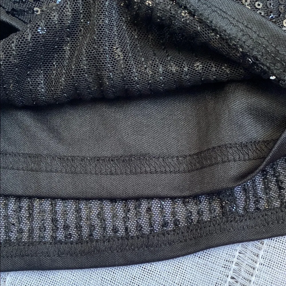 Kate Kasin NWOT Sequin Bodycon Skirt High Waist Knot Front Black - Image 8