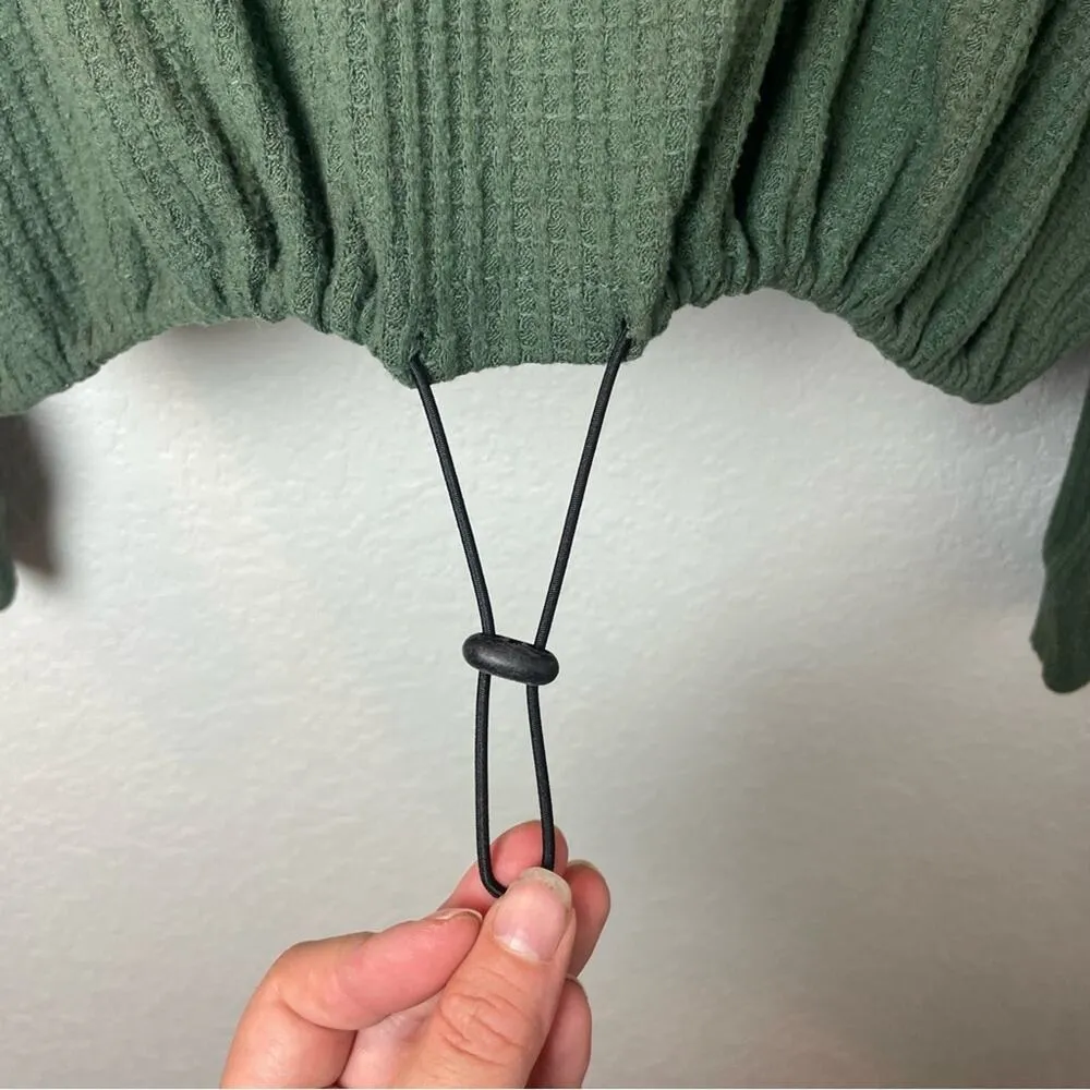 COIN 1804 Olive Green Waffle Knit Oversized Hoodie Size M Size M - Image 6