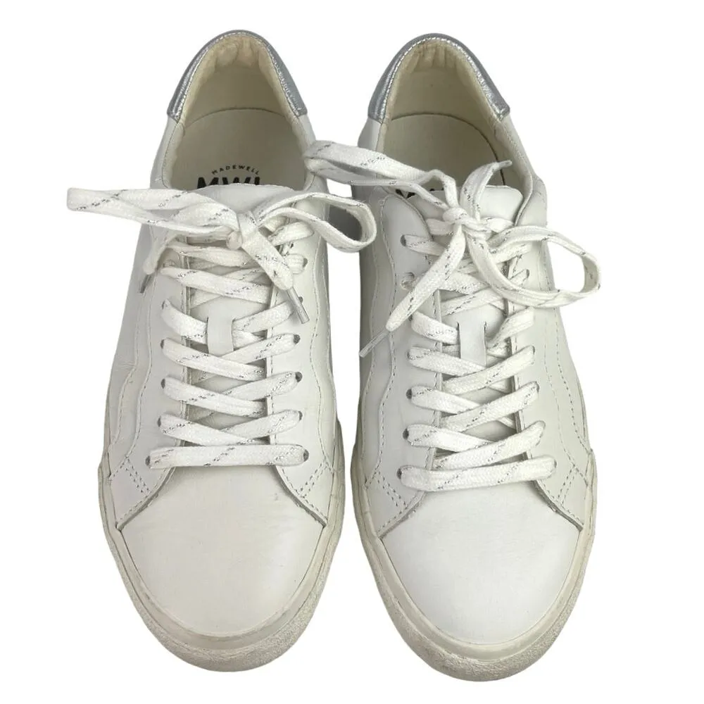 Madewell White Silver Leather Lace Up Sidewalk Low Top Casual Sneakers Size 7.5M - Image 2