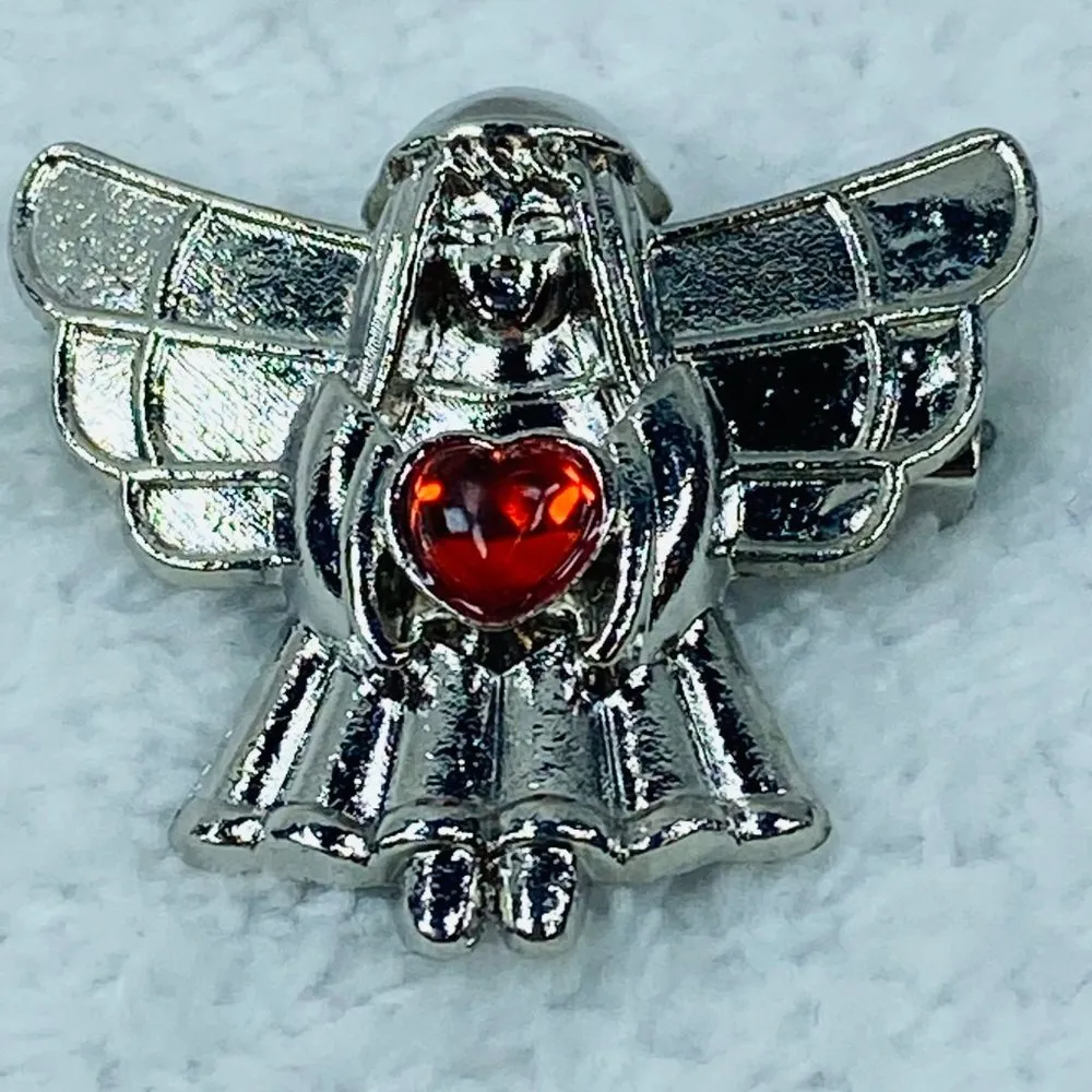 Silver Color Metal Guardian Angel Jewelry Pin Brooch Red Heart Center - Image 9