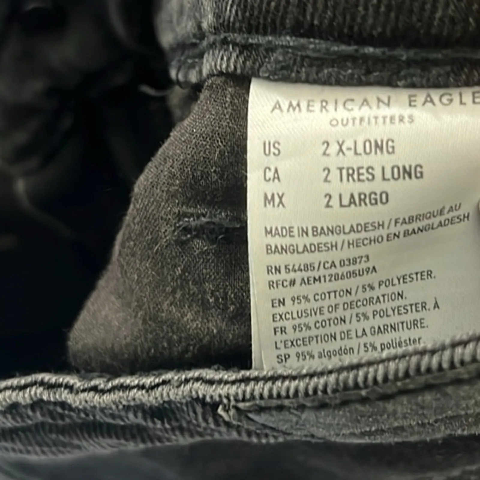 American Eagle Mom Jeans Womens 2 X-Long Black Distressed Highest Rise Grunge - Image 7