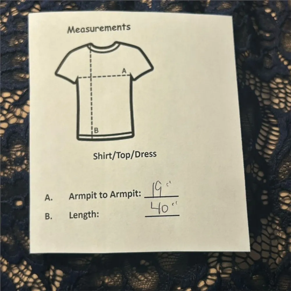 Roz & Ali Women's Navy and Cream Sleeveless Lace Bodice A-Line Dress Size 8 - Image 11