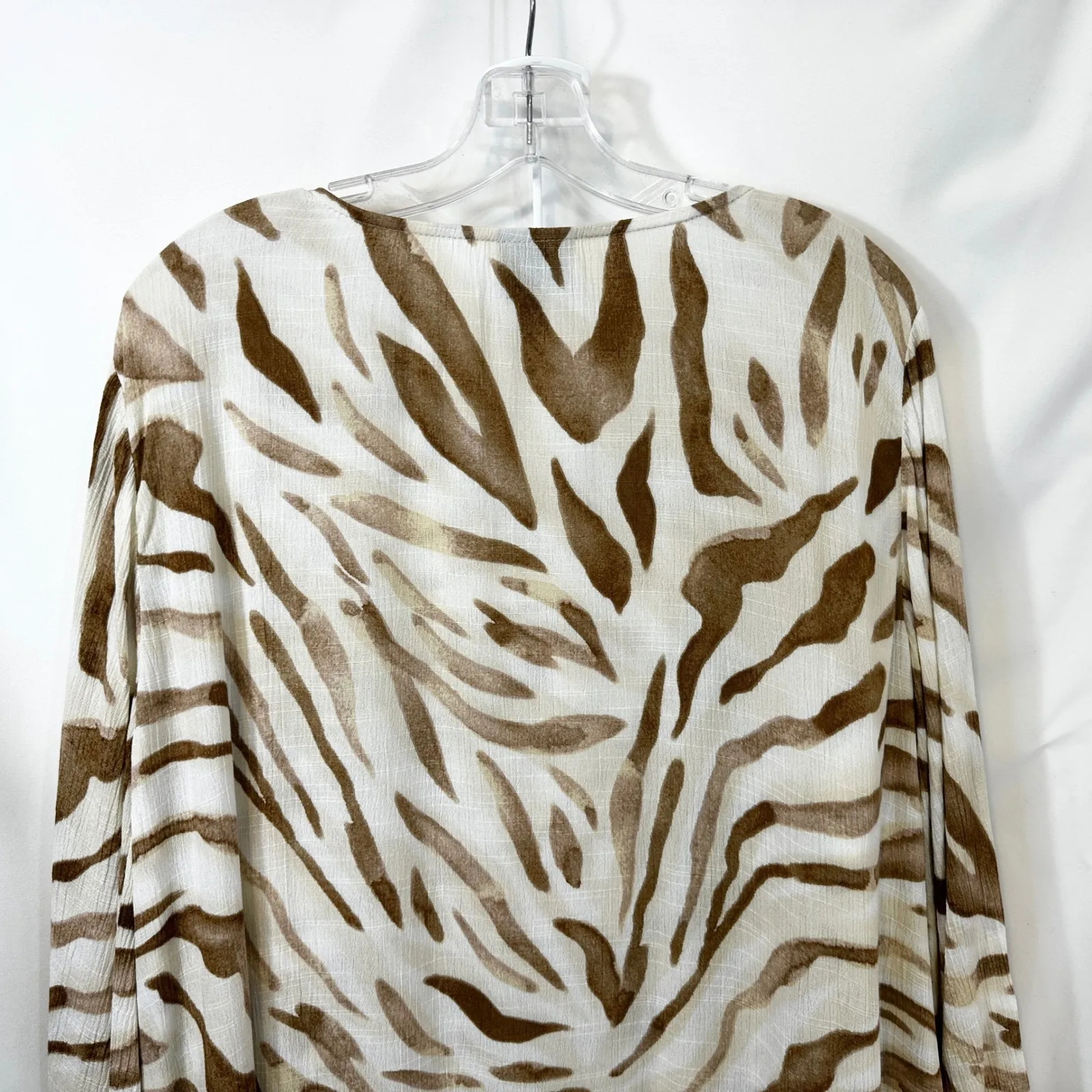 JM Collection Plus Size 3X Pant Set Blouse Zebra Print Beaded Long Sleeve Top C - Image 13
