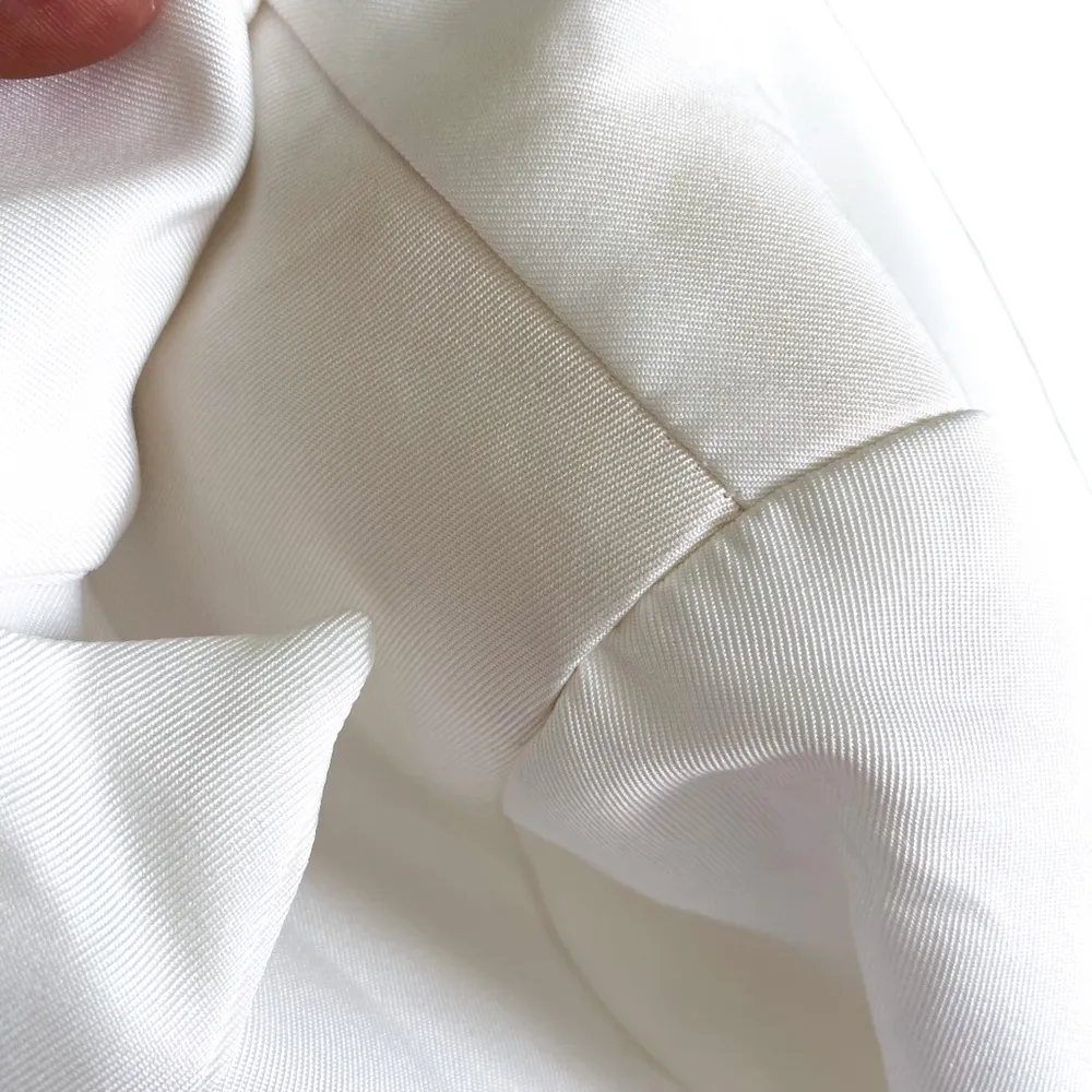 Zu Ren Yi White Polyester Single Button Blazer Suit Jacket Size Small - Image 6