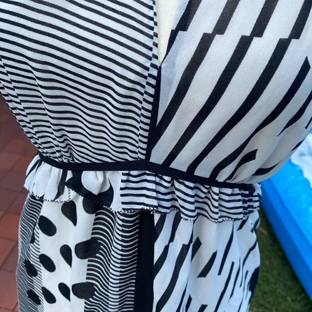 Maeve High low Black and White Dress - Image 6