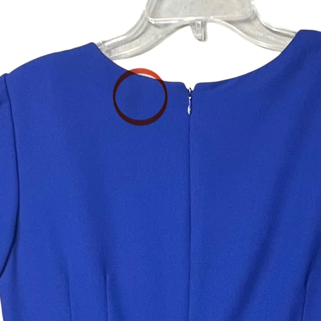 Jacqueline Ferrar Dress Women's 8 Blue Short Sleeve Sheath Lined Back Zip Office - Image 9