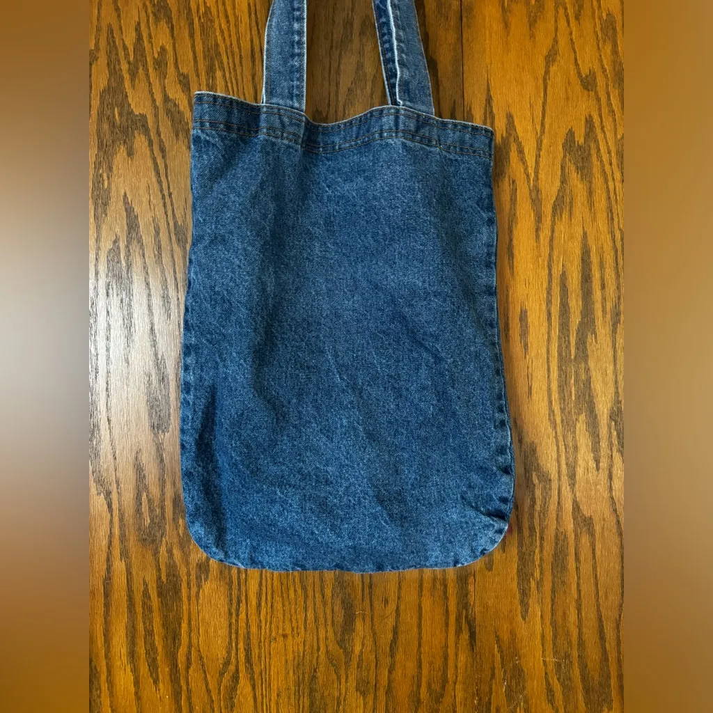 Vintage Made USA Denim Tote Bag Black Hills 1880‎ Train Raised Lettering CP Blue - Image 3