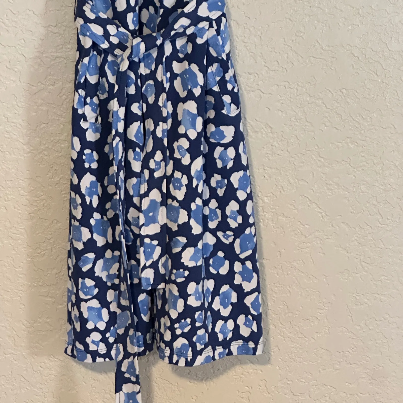 J McLaughlin Womens Blue Leopard Print Sleeveless Shirt Dress Size  M Tie Waist - Image 4