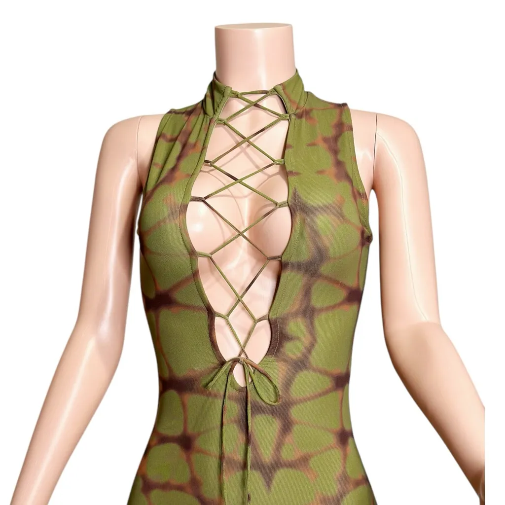 With Jean WITH JÉAN Amethyst Mini Dress, Web Print, Small - Image 7