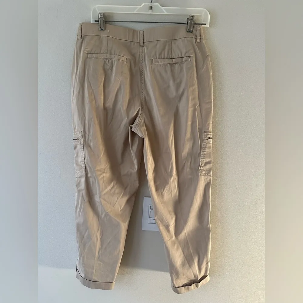 Chico's Capri Pants Cotton Spandex Khaki Beige Zip Chicos size 0 US 4 Casual - Image 2