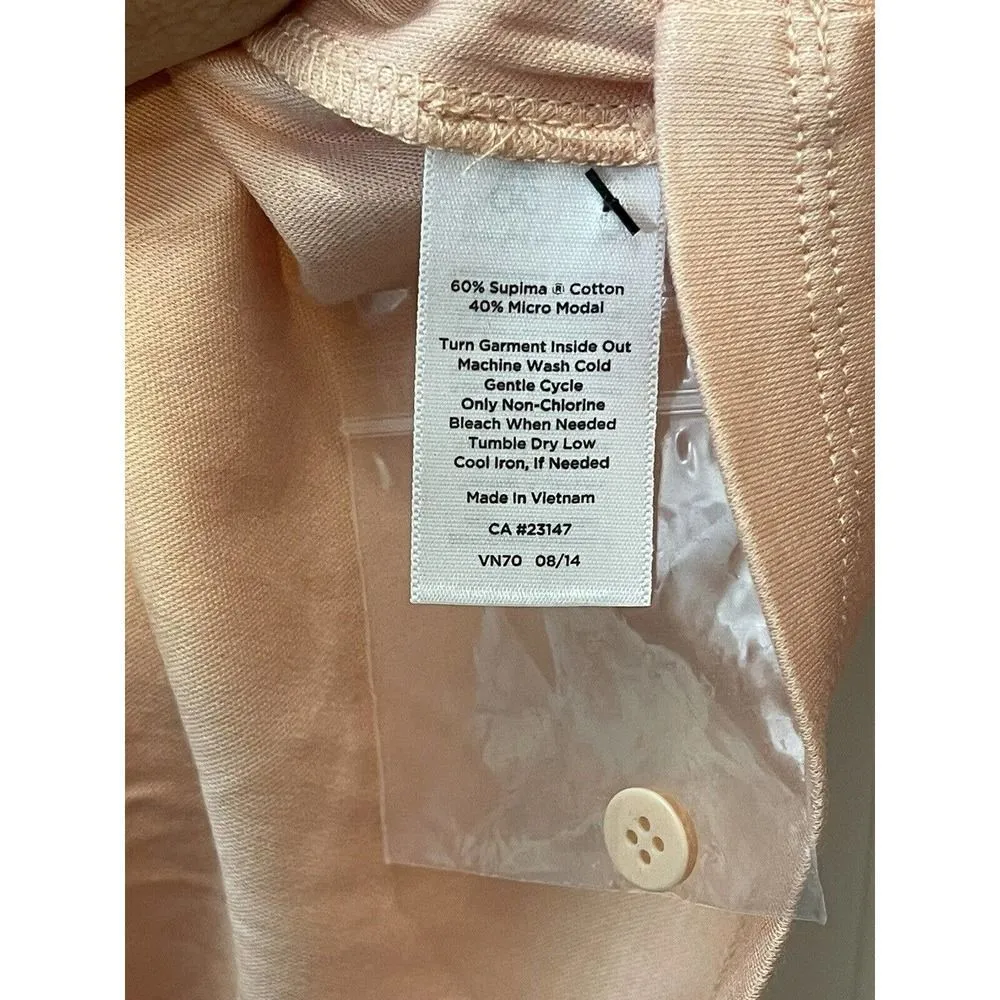Talbots Shirt Womens 1X Peach Scoop Neck Button Back Supima Cotton NEW 3/4Sleeve - Image 4