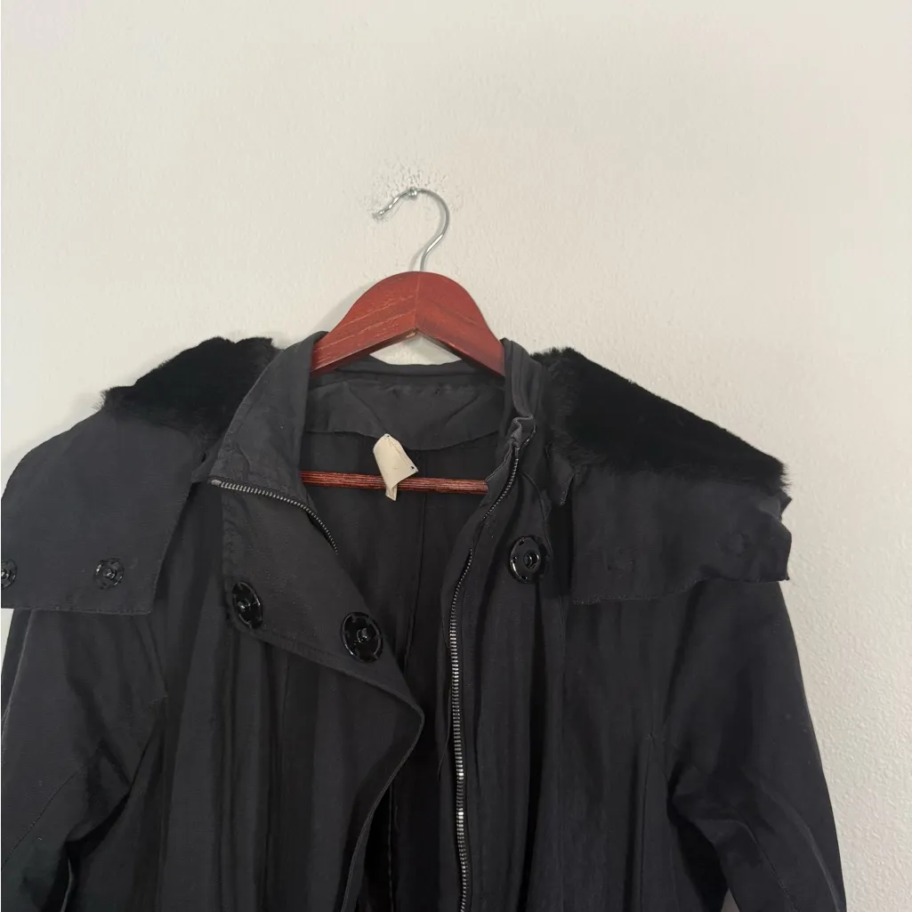 Lagence Black Long Coat with hood - Image 8