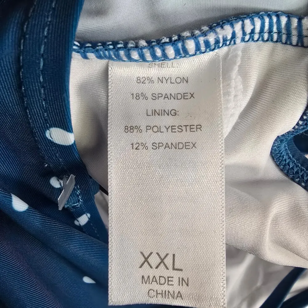 Blue Polka Dot Tankini Wrap Adjustable Tank Top Swimwear Plus XXL 1XL Size 1X - Image 7