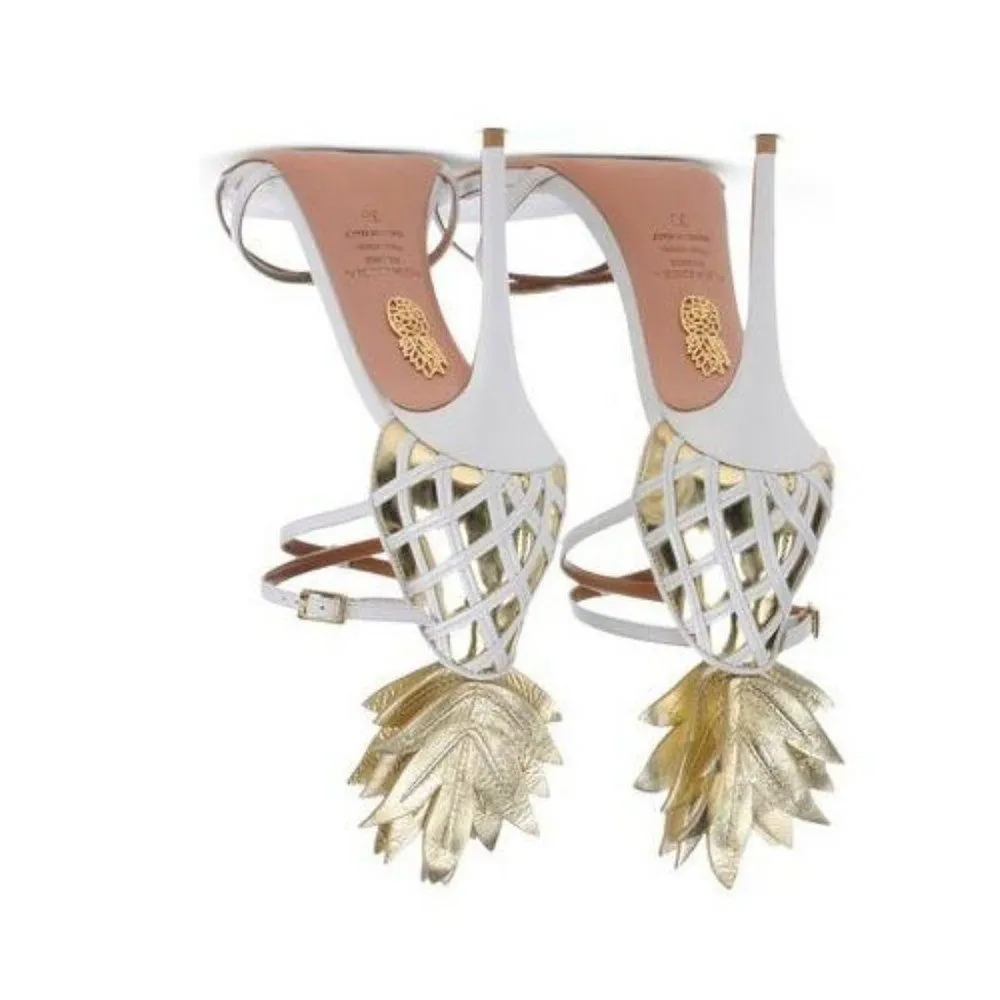 Aquazzura Pineapple Sandals Heels White Size 6 - Image 2