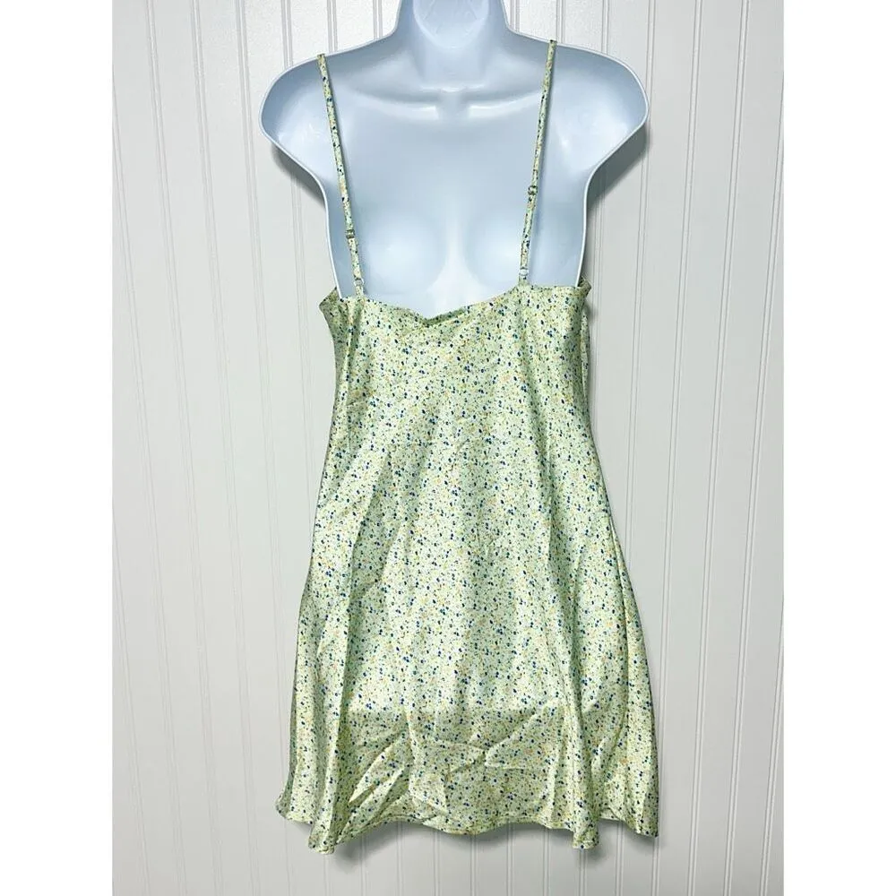 Princess Polly After Though Dainty Ditsy Green Floral Satin‎ Mini Slip Dress 6 - Image 5