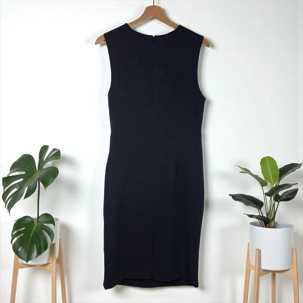 Ava & Aiden Black Pleat Detail Sleeveless Sheath Dress Size 4 - Image 4