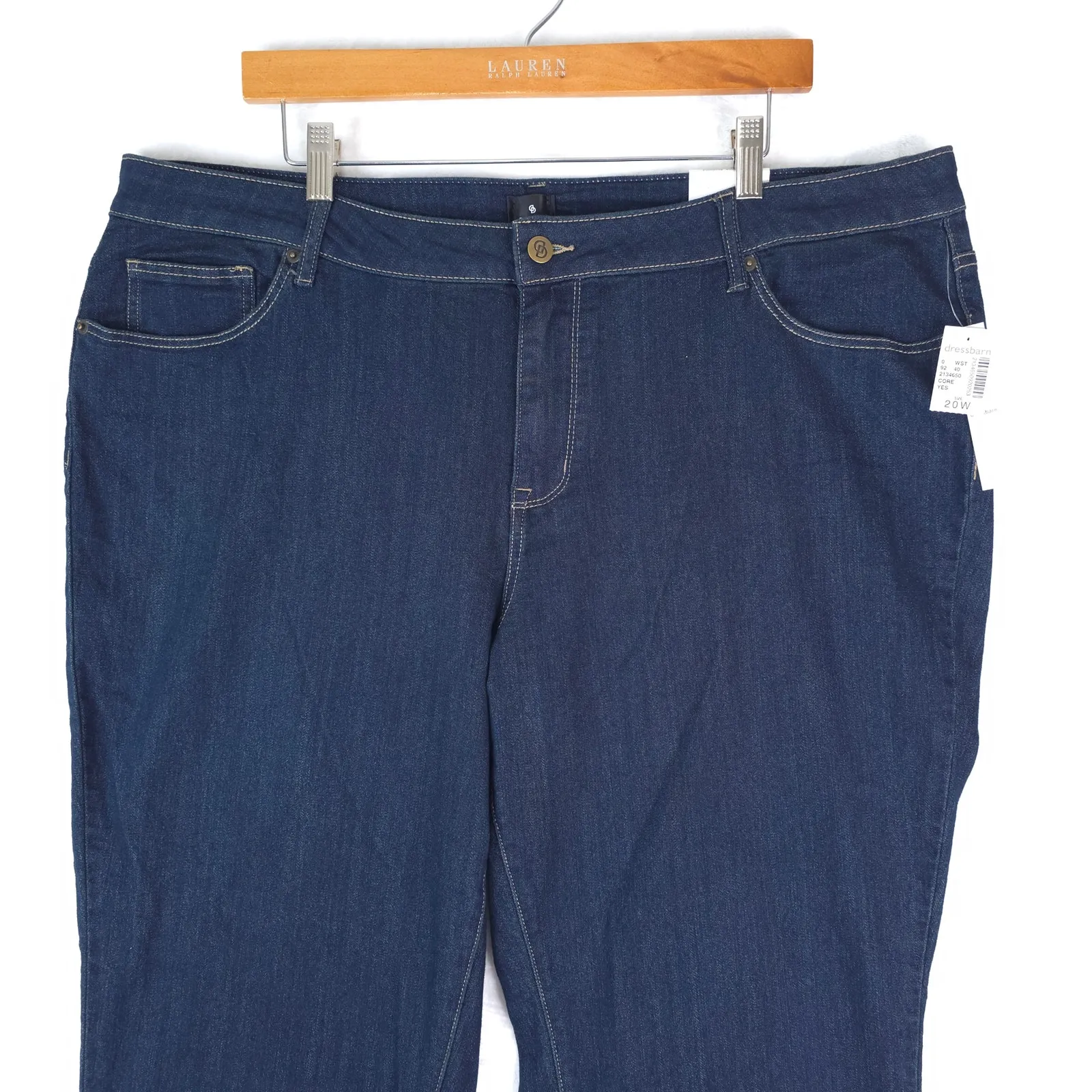 Dressbarn Westport Jeans Womens 20W Blue Mid Rise Straight Dark Wash Stretch - Image 3