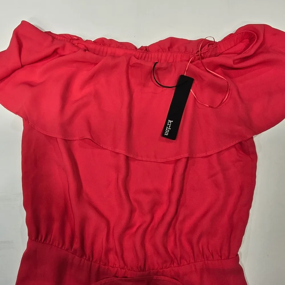 Krisa Off Shoulder Ruffle Dress in Rio - Image 9