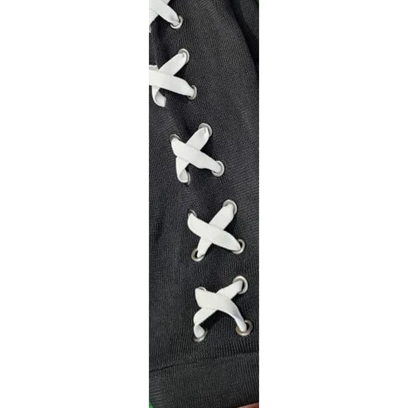 Scripted Off-The-Shoulder Contrast Lace-Up Bell Sleeve Sweater Size Small - Image 6