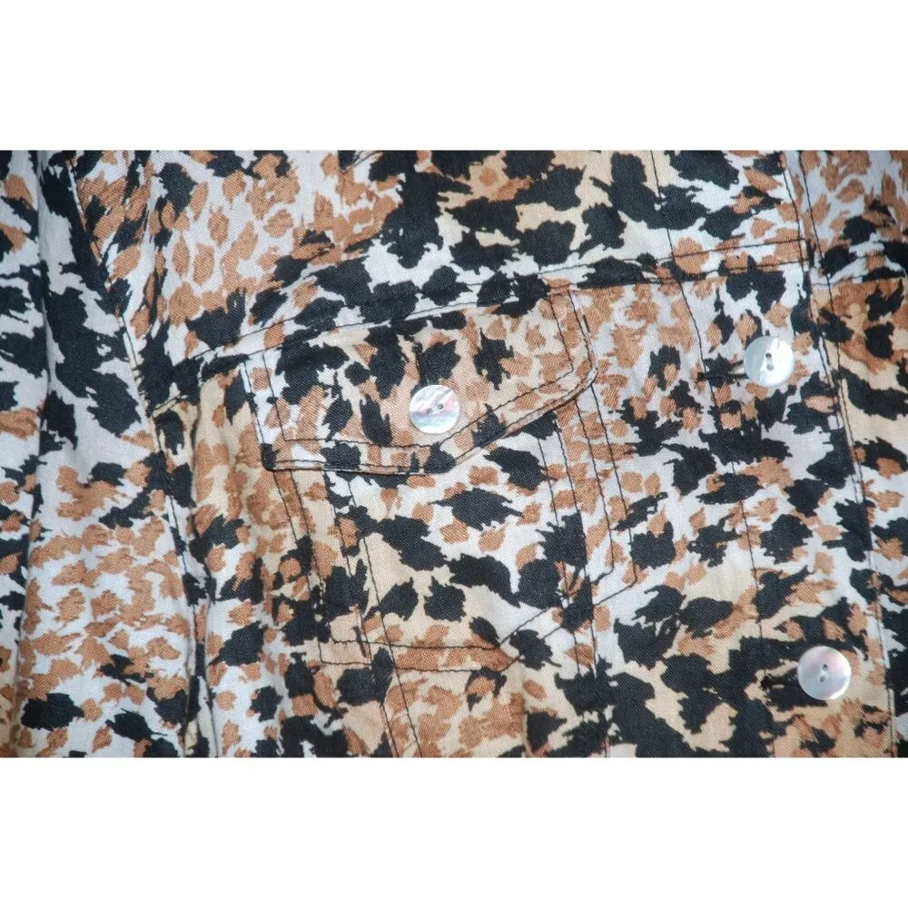 Ruby Rd . Size M Linen Lightweight Shacket Jacket Button Front Brown & Black Casual - Image 4