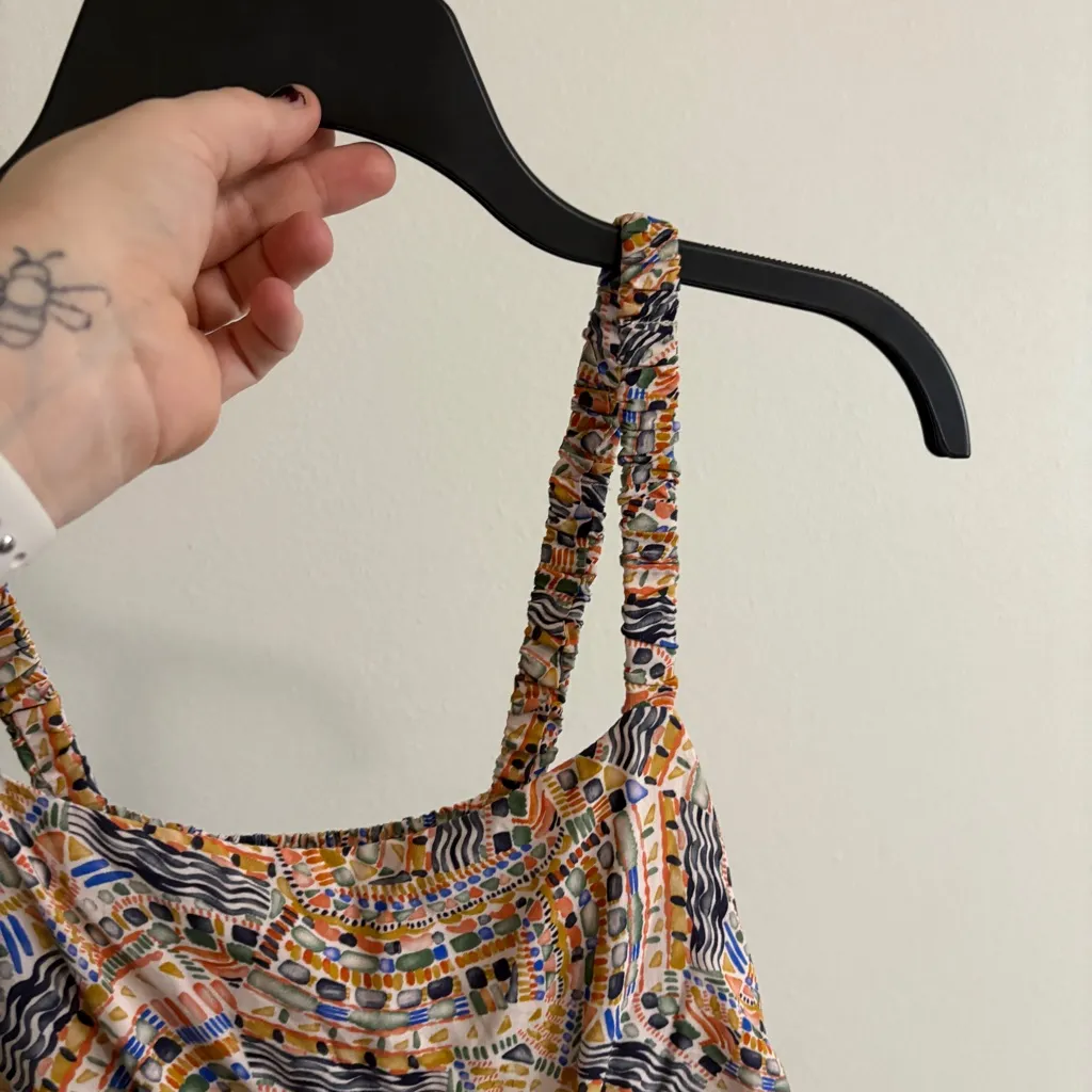 Dear John Women's Faye‎ Strap Tank Dress Mosaic Print Sz Small Orange - Image 11