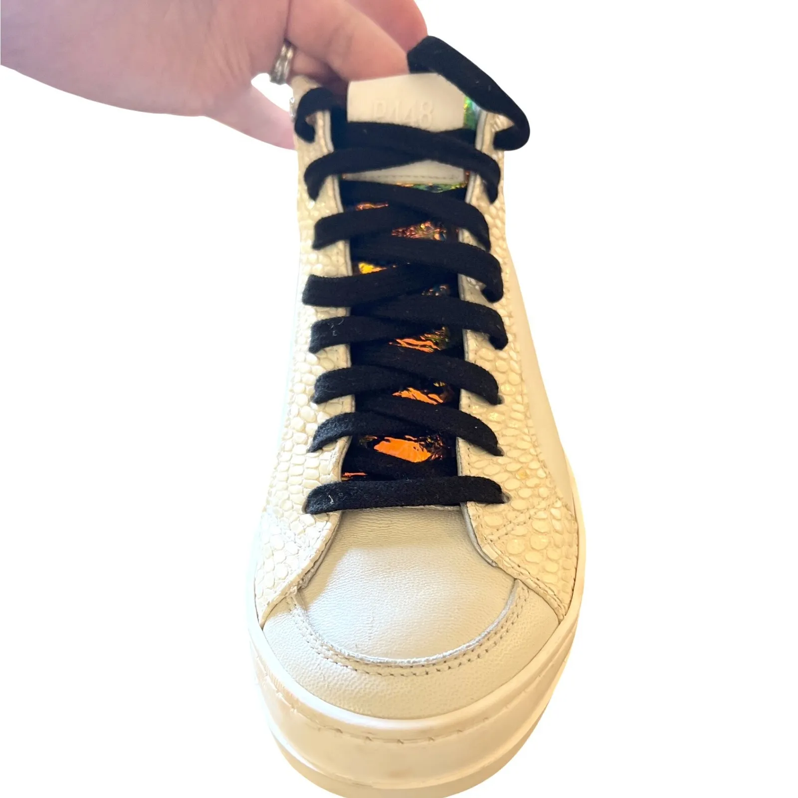 P448 Nautilus High Top Skate Sneakers White Italian Size 35 (US 5) EUC - Image 10