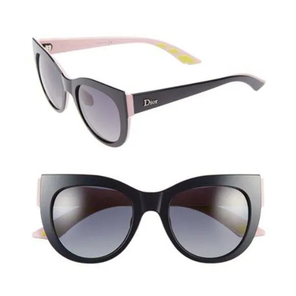 Dior Decale1 BR0 (HD) Navy Blue/Pink Frame Shaded Gray Lens Cat-Eye Sunglasses - Image 2