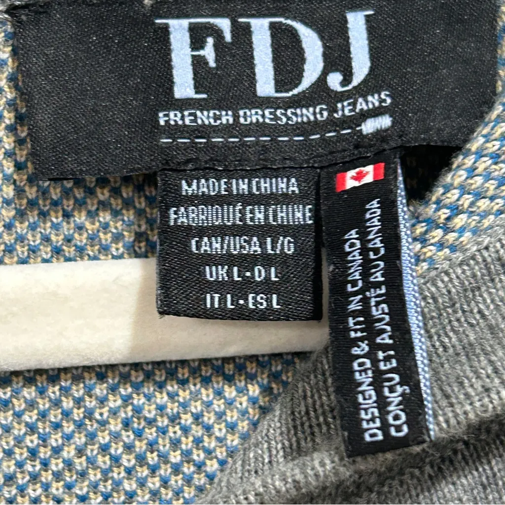FDJ French Dressing Jeans Large hooded sweater geometric 100% cotton Blue - Image 4