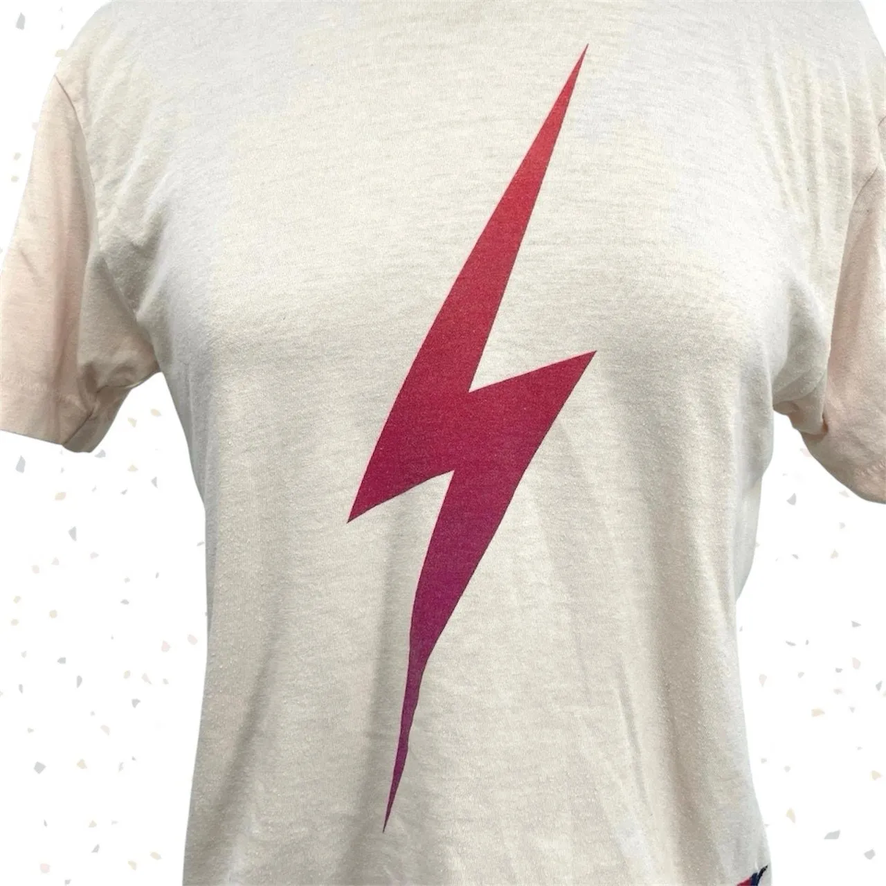 Aviator Nation Almond Bolt Fade Boyfriend Tee Ombre Pink Purple Crop Top Size XS - Image 3