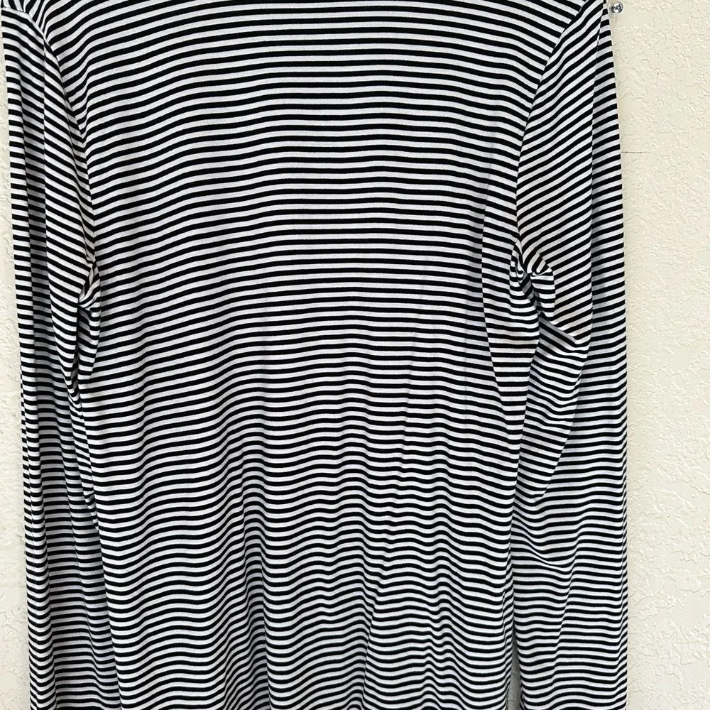 Chico's Black‎ and White Striped Long Sleeve Tunic - Medium - Image 4
