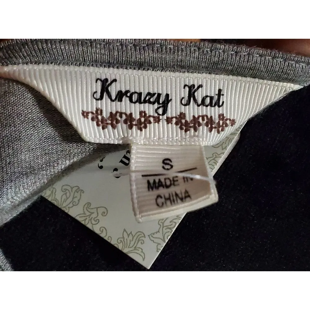 Krazy Kat Women's Gray Rayon Round Neck Long Sleeve Knee Length Dress Size Small - Image 10