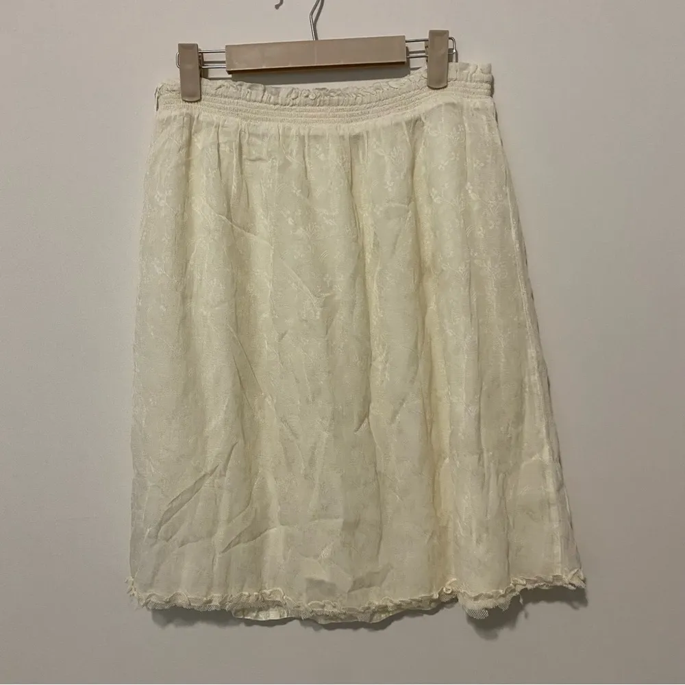 NWT Free People Cream Floral Sheer Overlay Skirt large - Image 7
