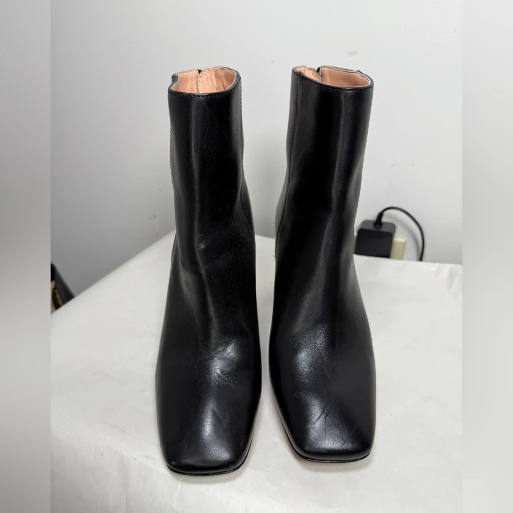 J. Crew Squared Toe Soft Leather Block Heel Ankle Boots Black Size 7 - Image 5