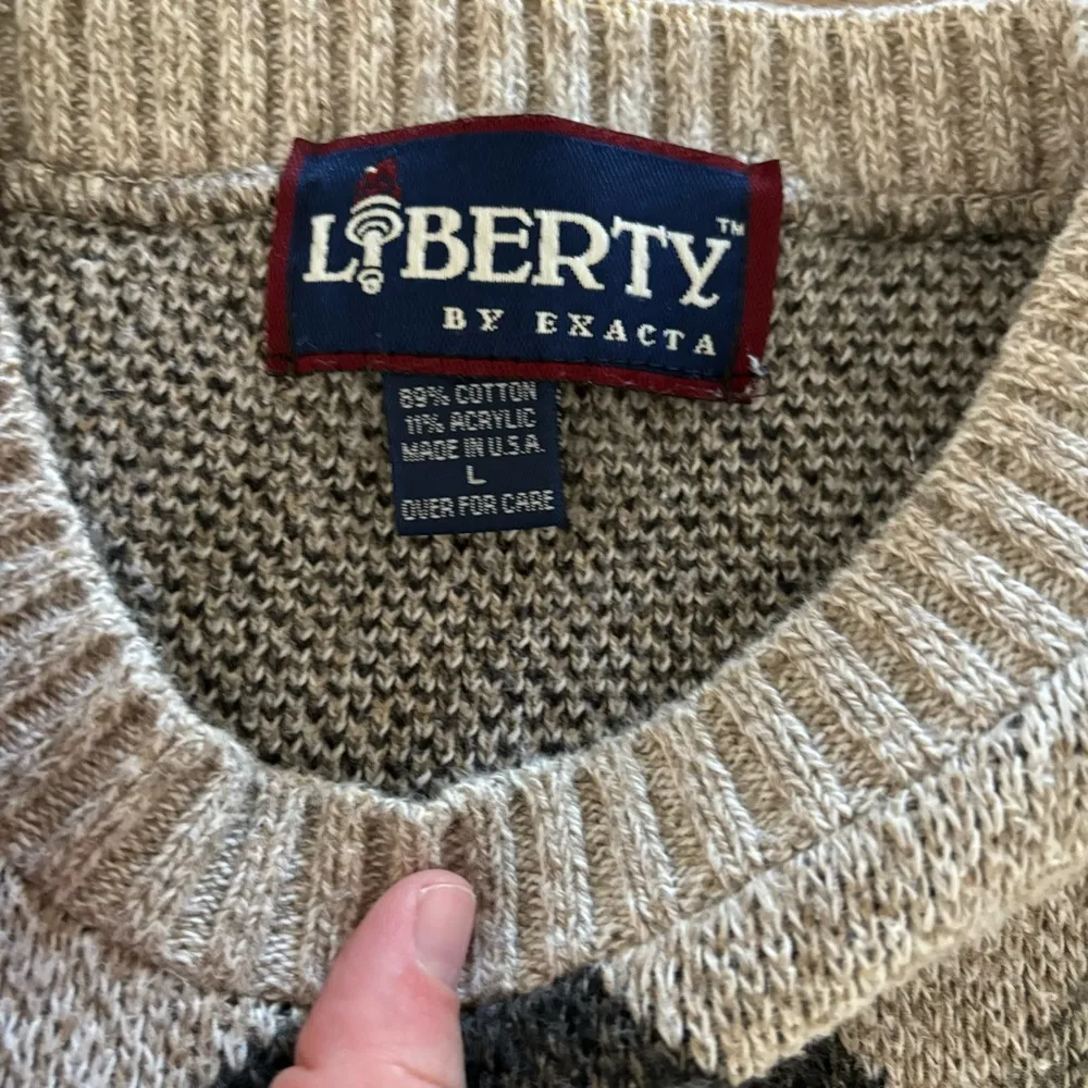 Vintage Liberty Beige & Black Argyle Sweater L Size L - Image 6