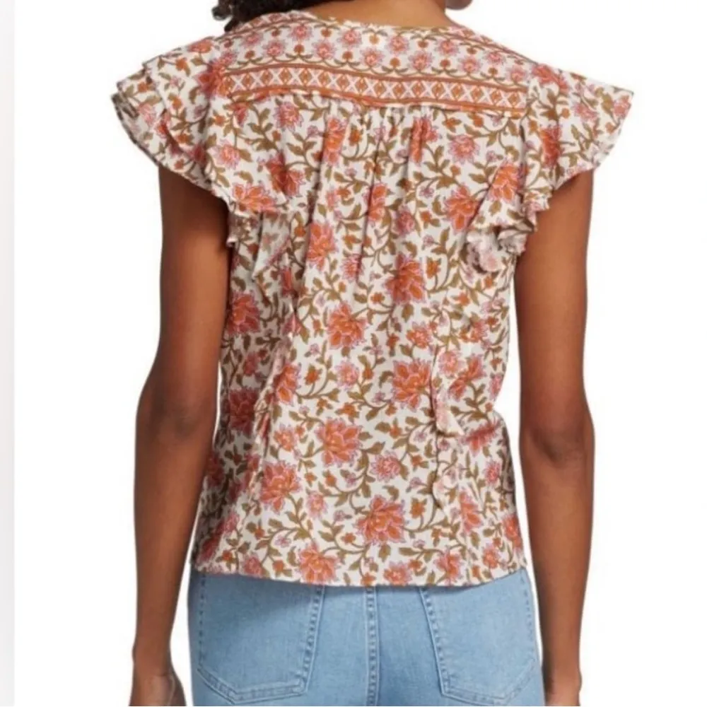 Veronica Beard Joi Floral Short Flutter Sleeve Blouse/Top Size 00 - Image 9