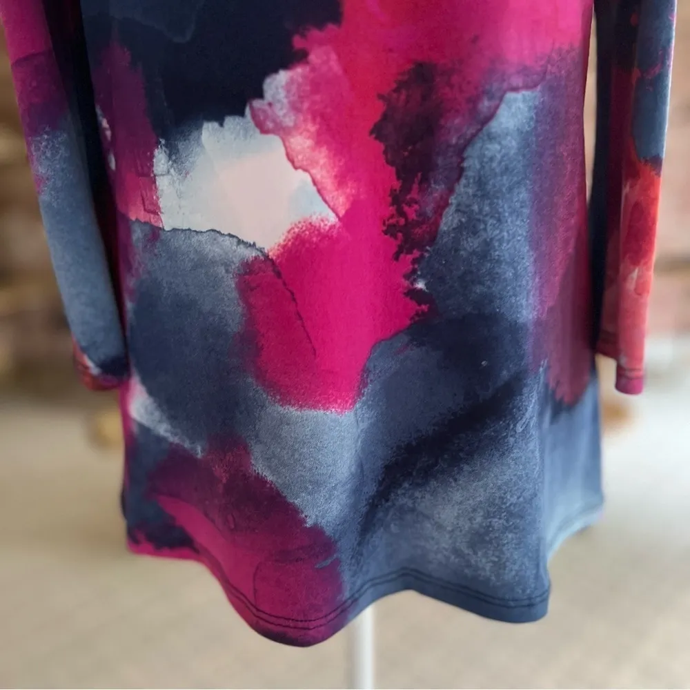 Clara Sun Woo Top Cold Off the Shoulder Blue Pink Top XS Jersey Knit Cocktail - Image 5