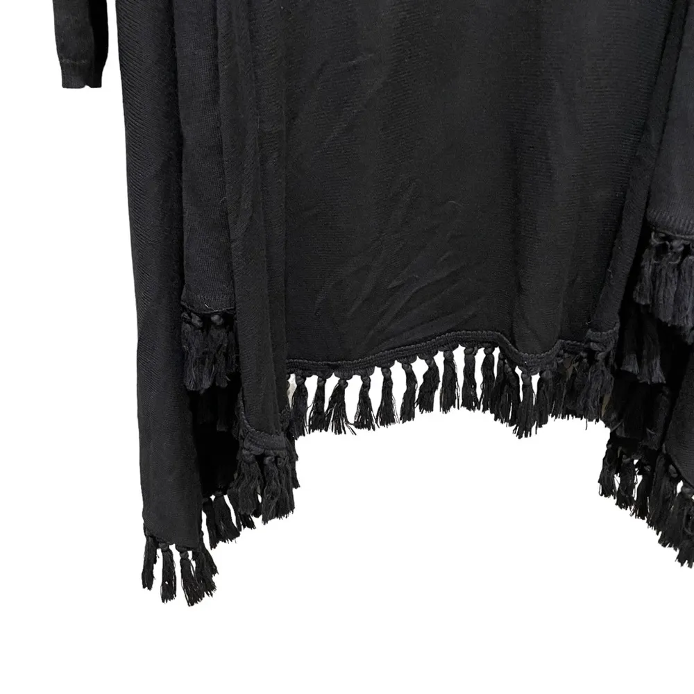 Mud Pie  Fringe Open Cardigan Sweater Black Womens Size Small Medium - Image 2